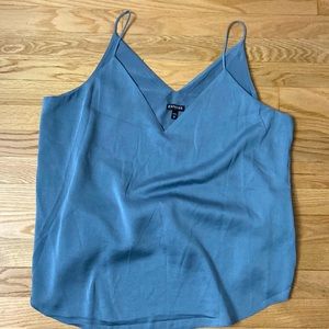 Express Women’s Silky Cami Top. Thin Strap. V-Cut Front/Back. Blue-Gray. Sz XL